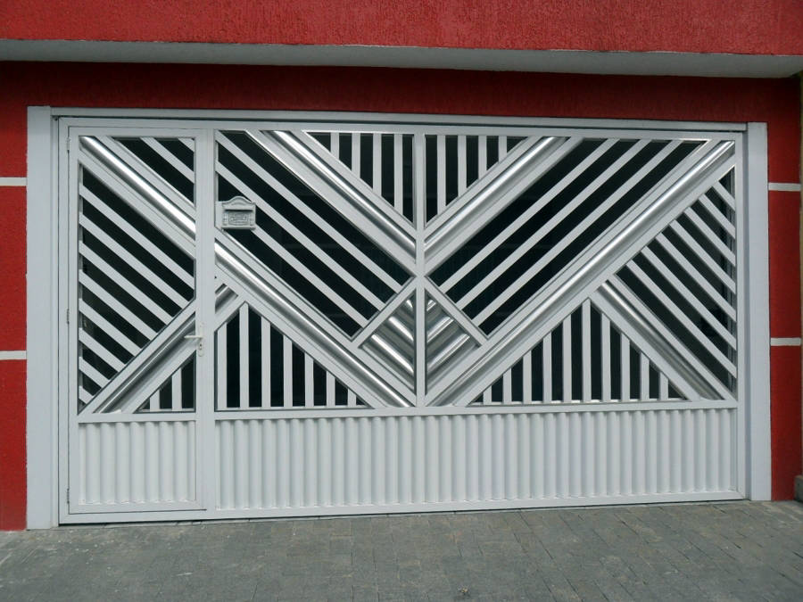 portão automático em alumínio com portão social serralheria nino Sorocaba
